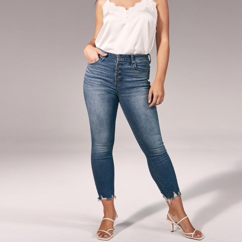 Abercrombie Button-Front High Rise Slim Jeans